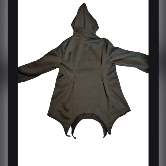 Black Hoodie Sweater Dress Tapered with Garter Connections - Picture 6 of 10